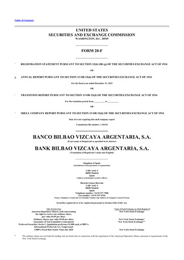 Vorschaubild Banco Bilbao Vizcaya Argentaria 20-F Jahresbericht 