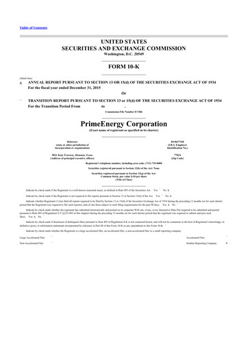 Thumbnail PrimeEnergy Resources 10-K Annual Report 2015