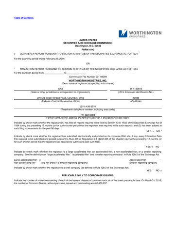 Miniature Worthington Enterprises 10-Q Rapport trimestriel 2016 