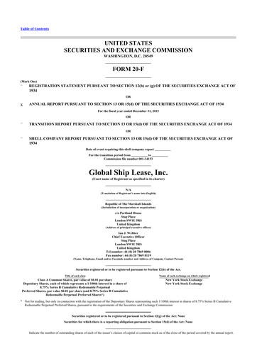 Thumbnail Global Ship Lease 20-F Annual Report 2015