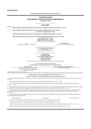 Thumbnail Gravity Co. 20-F Annual Report 2015