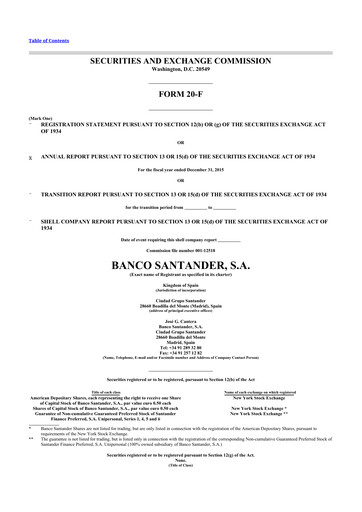 Thumbnail Santander 20-F Annual Report 