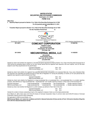 Vorschaubild Comcast 10-Q Quartalsbericht 2016 