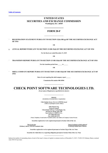 Thumbnail Check Point Software 20-F Annual Report 2015