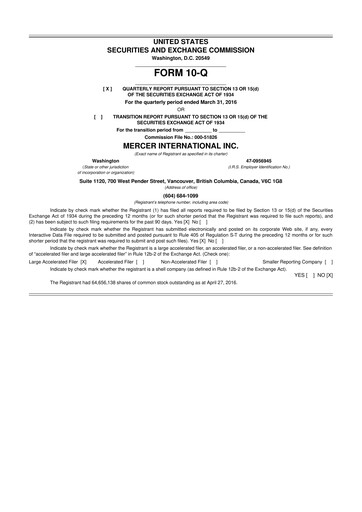 Vorschaubild Mercer International 10-Q Quartalsbericht 2016 