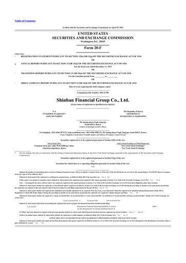 Thumbnail Shinhan Financial Group
 20-F Annual Report 