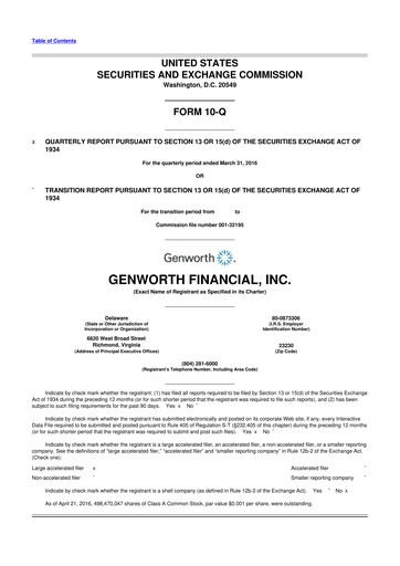 Thumbnail Genworth Financial
 10-Q Quarterly Report FY2016 