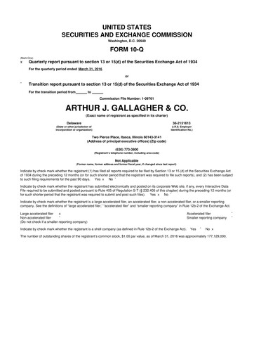 Vorschaubild Arthur J. Gallagher & Co.
 10-Q Quartalsbericht 2016 