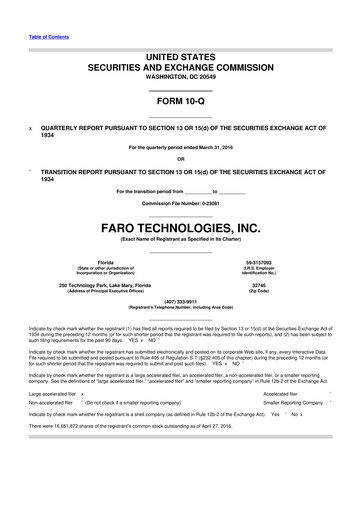 Thumbnail Faro Technologies
 10-Q Quarterly Report FY2016 
