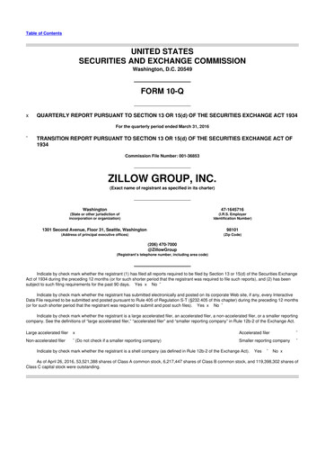 Thumbnail Zillow 10-Q Quarterly Report FY2016 