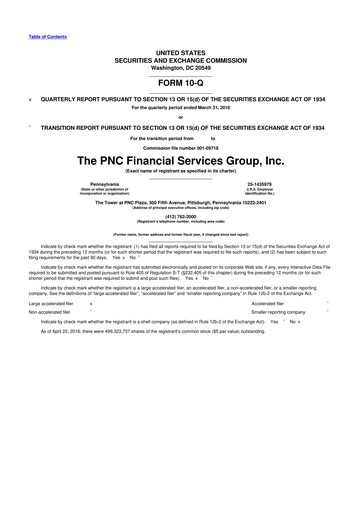 Thumbnail PNC Financial Services 10-Q Quarterly Report FY2016 
