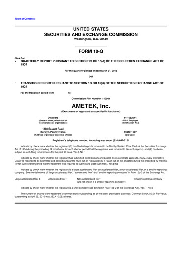Thumbnail Ametek 10-Q Quarterly Report FY2016 