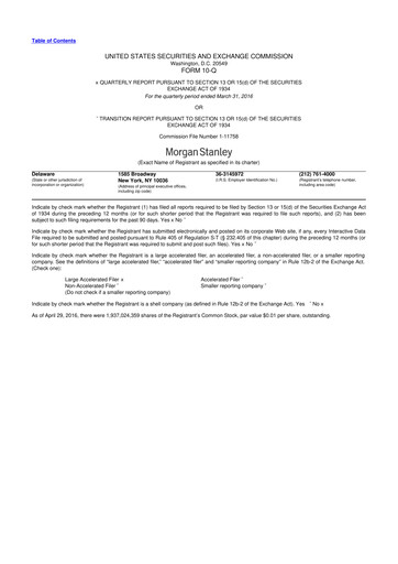 Thumbnail Morgan Stanley 10-Q Quarterly Report FY2016 