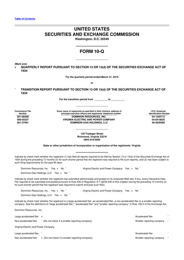 Vorschaubild Dominion Energy 10-Q Quartalsbericht  
