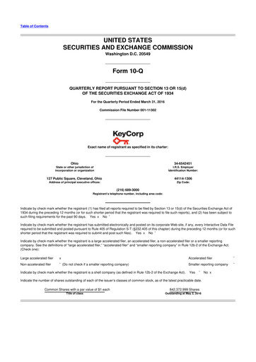 Thumbnail KeyCorp (KeyBank) 10-Q Quarterly Report FY2016 