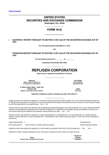 Thumbnail Repligen
 10-Q Quarterly Report FY2016 