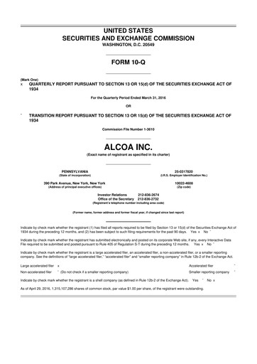 Thumbnail Howmet Aerospace
 10-Q Quarterly Report FY2016 