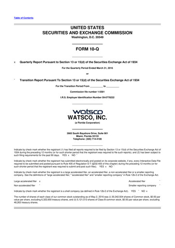 Thumbnail Watsco
 10-Q Quarterly Report FY2016 