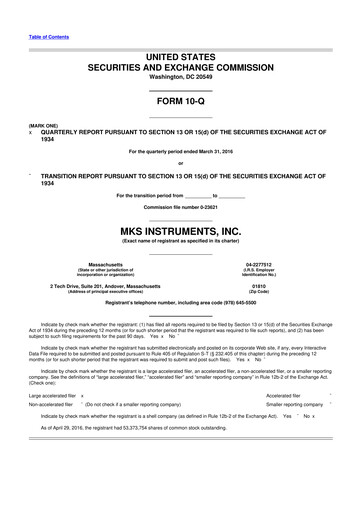 Thumbnail MKS Instruments 10-Q Quarterly Report FY2016 