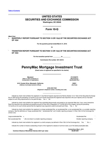 Thumbnail PennyMac Mortgage Investment Trust 10-Q Quarterly Report FY2016 