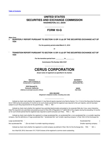 Thumbnail Cerus Corporation 10-Q Quarterly Report FY2016 