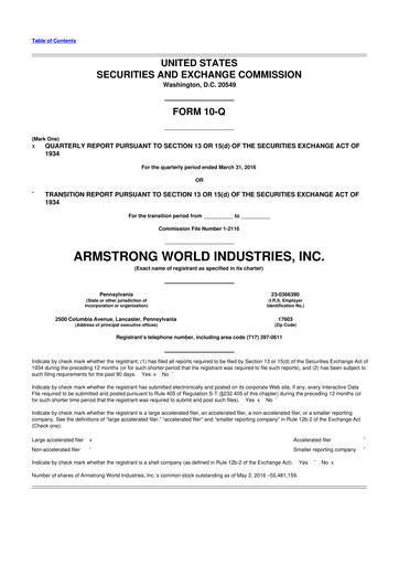 Thumbnail Armstrong World Industries
 10-Q Quarterly Report FY2016 
