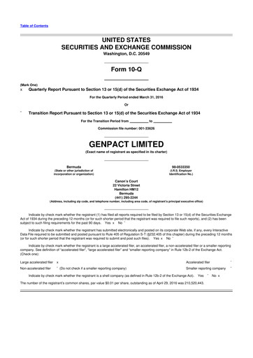 Vorschaubild Genpact 10-Q Quartalsbericht 2016 