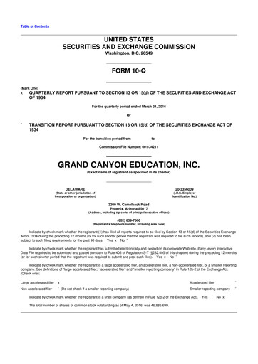 Thumbnail Grand Canyon Education 10-Q Quarterly Report FY2016 