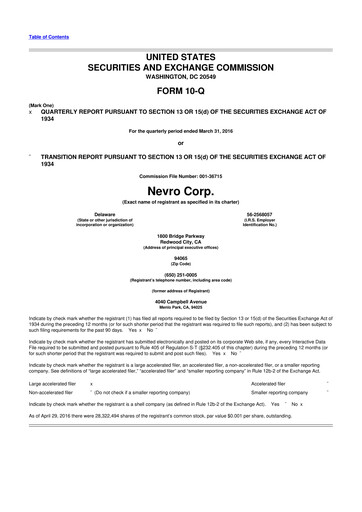 Thumbnail Nevro
 10-Q Quarterly Report FY 