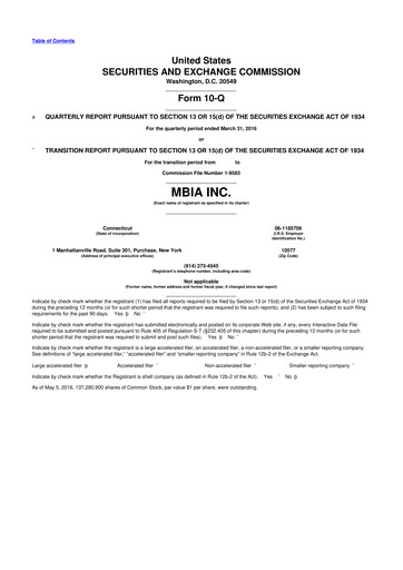 Thumbnail MBIA 10-Q Quarterly Report FY2016 
