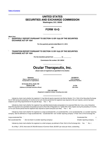 Thumbnail Ocular Therapeutix 10-Q Quarterly Report FY 
