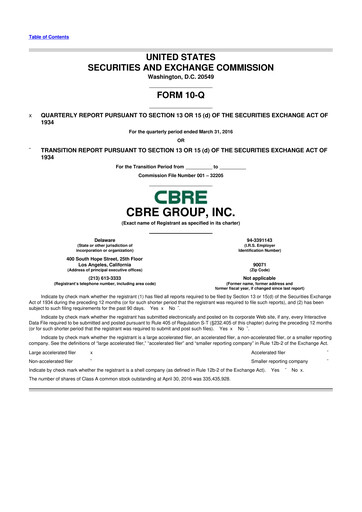 Thumbnail CBRE Group
 10-Q Quarterly Report FY2016 