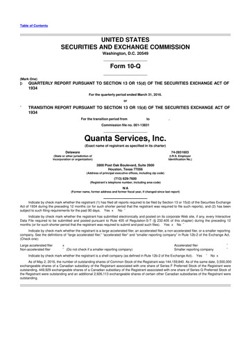Thumbnail Quanta Services
 10-Q Quarterly Report FY2016 