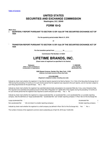 Miniature Lifetime Brands 10-Q Rapport trimestriel 2016 