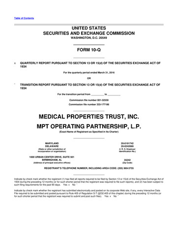 Vorschaubild Medical Properties Trust
 10-Q Quartalsbericht  