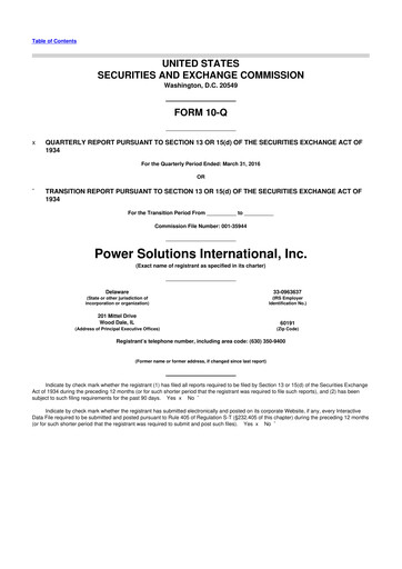 Thumbnail Power Solutions International 10-Q Quarterly Report FY2016 Q1