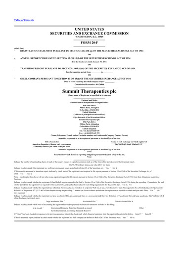 Vorschaubild Summit Therapeutics
 20-F Jahresbericht 