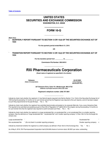 Vorschaubild Phio Pharmaceuticals 10-Q Quartalsbericht 2016 