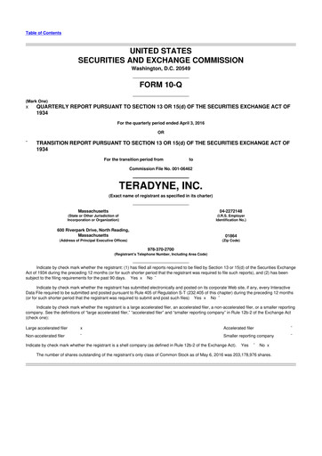 Thumbnail Teradyne 10-Q Quarterly Report FY2016 