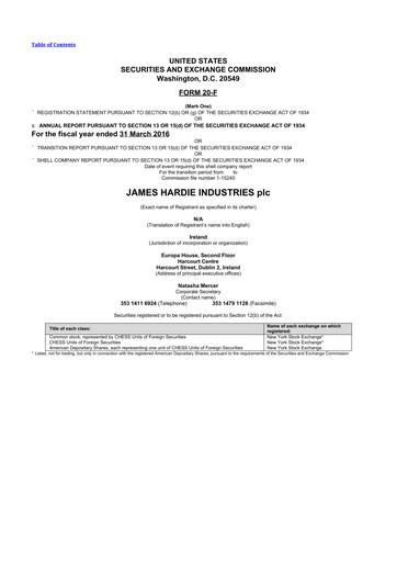 Thumbnail James Hardie Industries
 20-F Annual Report 2016