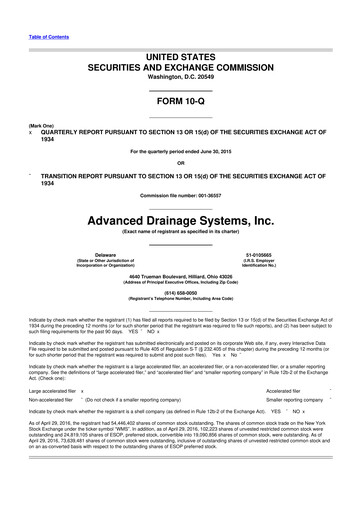 Thumbnail Advanced Drainage Systems
 10-Q Quarterly Report FY2015 