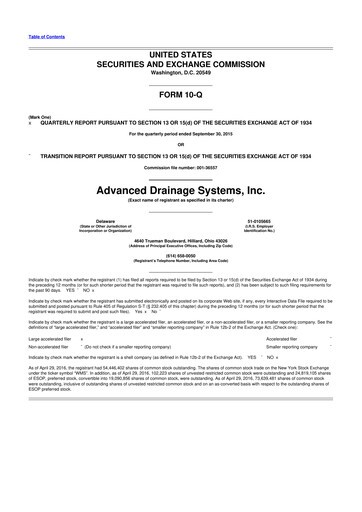 Thumbnail Advanced Drainage Systems
 10-Q Quarterly Report FY2015 