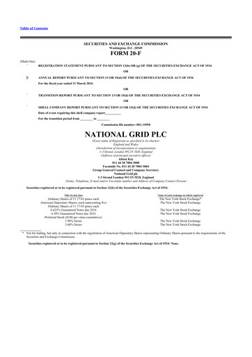 Thumbnail National Grid 20-F Annual Report 