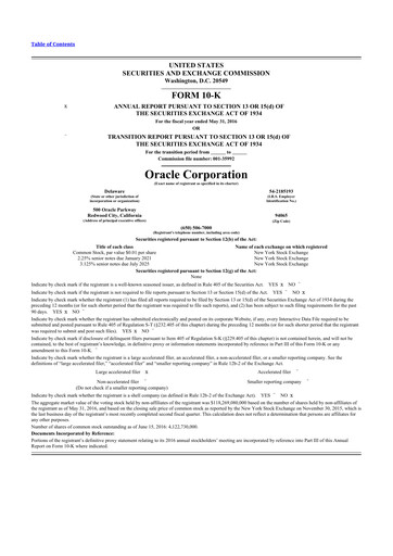 Thumbnail Oracle 10-K Annual Report 2016