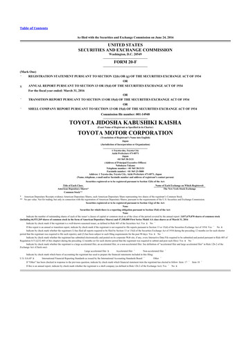 Thumbnail Toyota 20-F Annual Report 2015