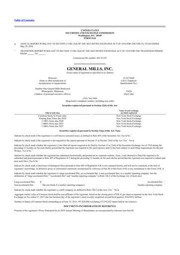 Thumbnail General Mills 10-K Annual Report 2016