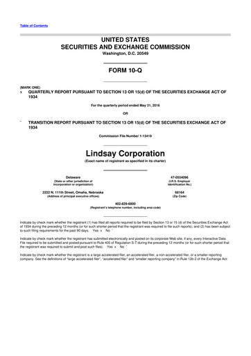 Thumbnail Lindsay Corporation
 10-Q Quarterly Report FY2016 