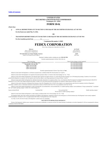 Thumbnail FedEx 10-K Annual Report 2016