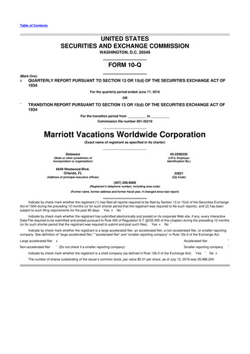 Thumbnail Marriott Vacations Worldwide 10-Q Quarterly Report FY2016 