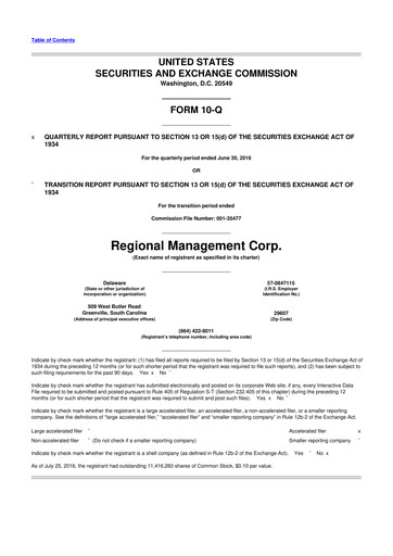 Thumbnail Regional Management Corp.
 10-Q Quarterly Report FY2016 